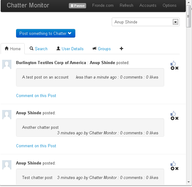 Salesforce Chatter Monitor Example