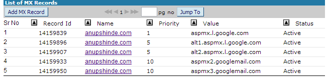 MX records yet at domain registrar